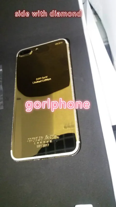Для iphone 7 и для iphone 7 plus настоящее золото 24ct позолоченный Корпус Замена назад с бриллиантом золото co дизайн