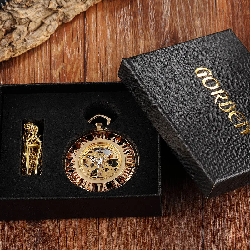 Роскошные Золотые механические часы с полым римским циферблатом винтажные в