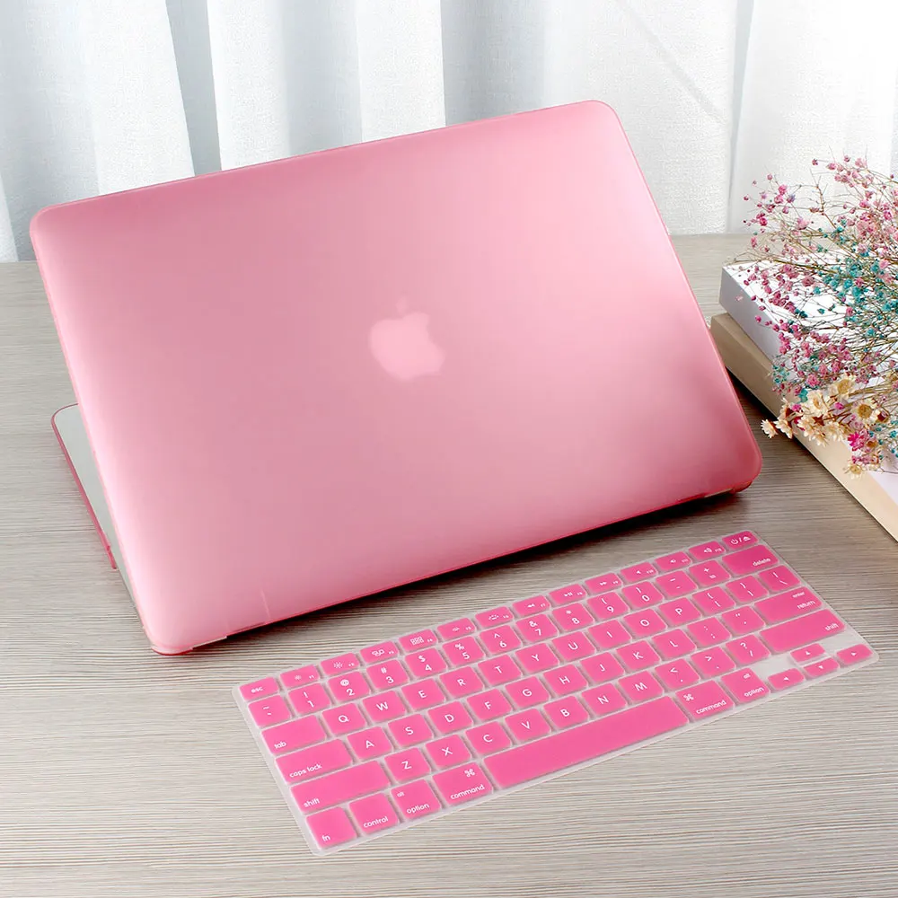 Matte pink Кристальный жесткий чехол для Macbook Air 13 retina Pro 13 15 16 A2141 A2159 жесткий чехол с бесплатной клавиатурой A1466 A1990 A1932 - Цвет: Matte pink