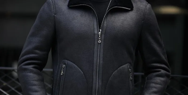 Chaqueta Cuero Hombre мотоциклетная Байкерская зимняя теплая куртка с меховой подкладкой пальто из натуральной кожи приталенная офисная Повседневная куртка-бомбер
