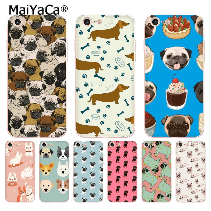 МайЯкаСимпатичный маленький пес-мопс Новейший Супер Чехлы для iPhone 8 7 6 6S Plus X 5 5S SE 11pro кейс Обложка на.