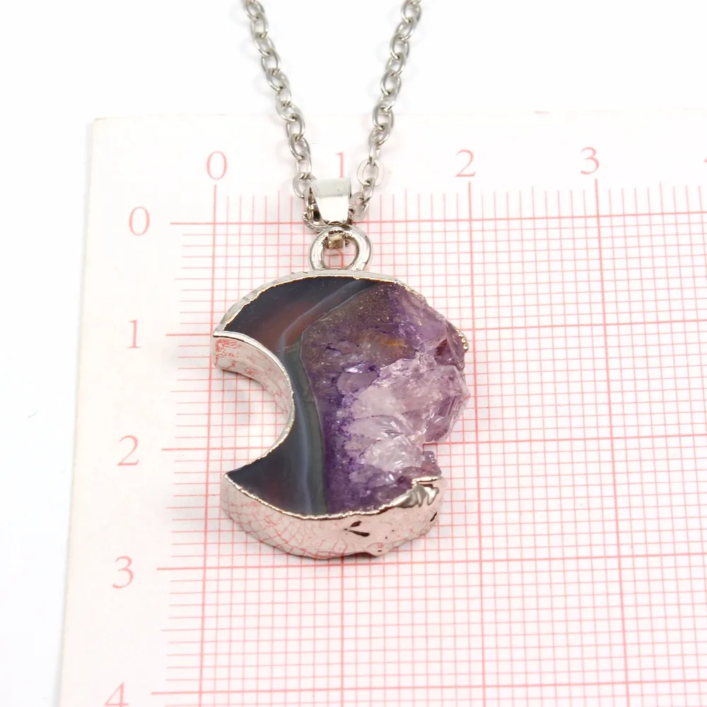 Dayoff Druzy Dursy камень кулон цепочки и ожерелья s для женщин Jewelry посеребренный простой