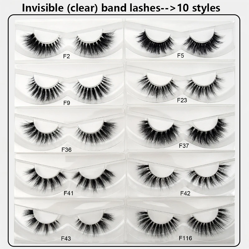 

Eyelashes Transparent Band False Eyelashes Handmade 3D Mink Lashes Invisible Band 3D Eyelash Extensions Maquillage Makeup Cilios