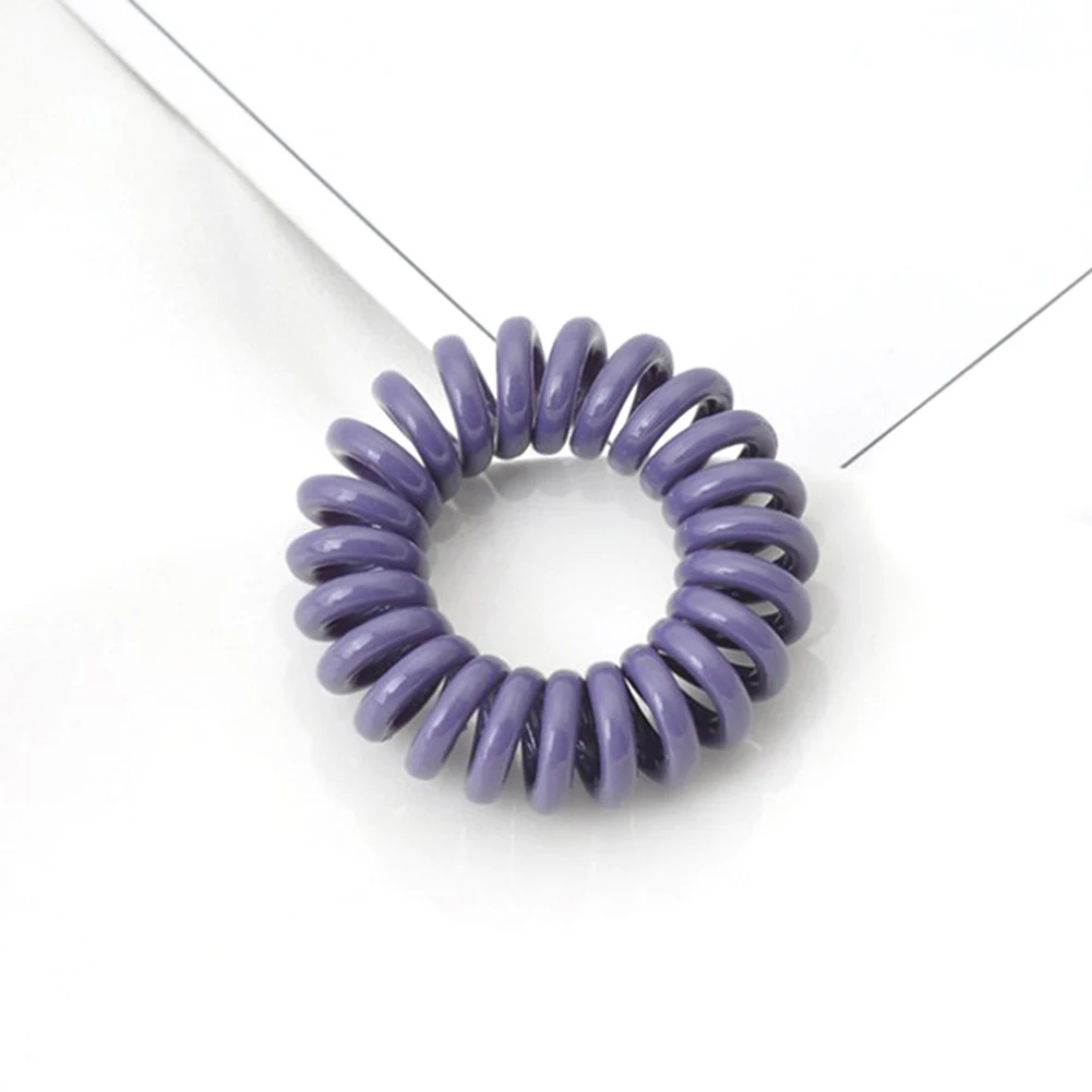 Фиолетовый Elastic Clear Telephone Wire Hair Bands Plastic Gum For Hair Ties No Crease Coil Hair Tie Ponytail Hairband Hair Accessories - Цвет: Фиолетовый