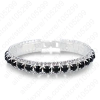 hot sale women engagement jewelry gifts 925 sterling silver cubic zircon black bracelets bangles