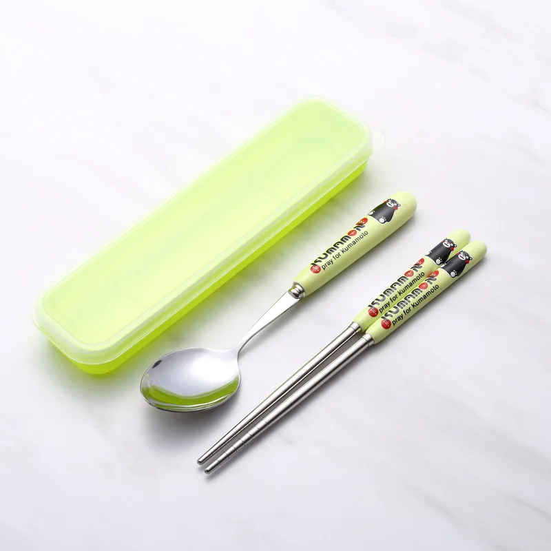 Бесплатный набор из нержавеющей стали детская мультяшная ложка керамическая