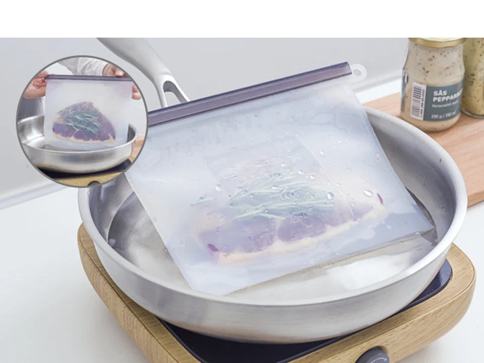 Многоразовые силиконовые вакуумные мешки для сохранения свежести продуктов морозильная камера для мяса мешок Кухня Цветной Ziplock мешок кухня хранения Организации