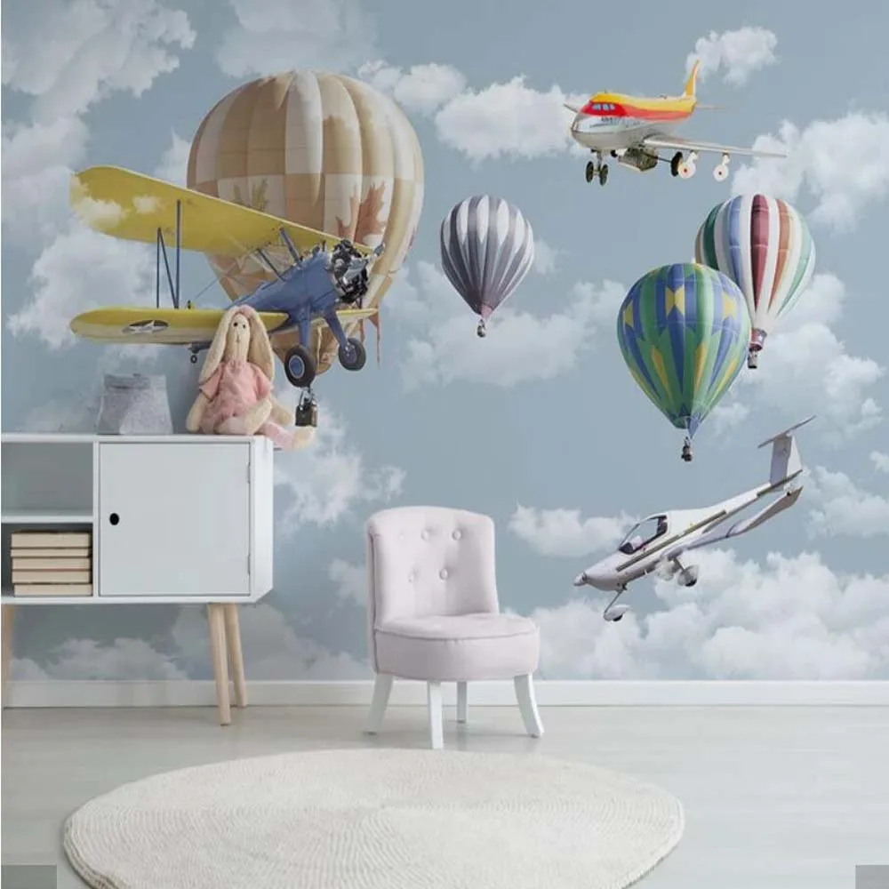 3D Европейская ручная роспись воздушные шары настенная бумага для детской