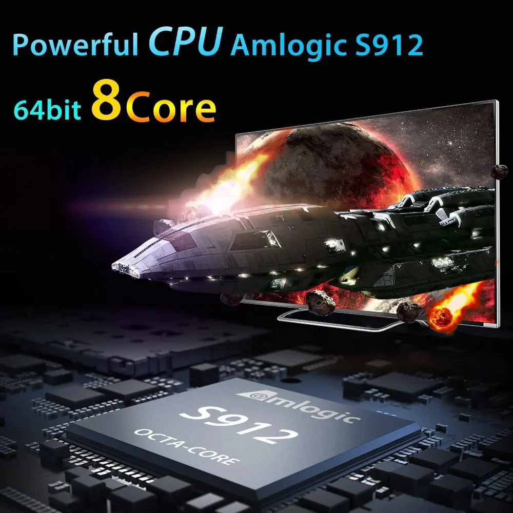 Qacqoc K12 Android 6.0 ТВ Box с Amlogic S912 Octa core 2 г/16 г WI-FI 5 г/ 2.4 Bluetooth4.1 4K2k HD декодирования H.265 Умные