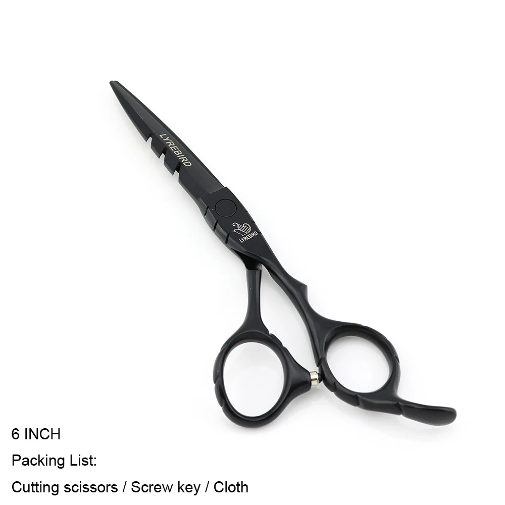 Cutting 6 no box Ножницы для волос тефлоновые Черные ножницы 5,5 дюймов 6 дюймов ножницы для волос плоский винт синий или красный камень противоскользящая ручка LYREBIRD Новинка - Цвет: Cutting 6 no box