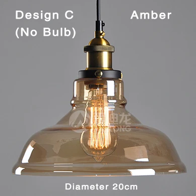 Amber Design C Современные подвесные светильники в скандинавском стиле, винтажная стеклянная лампа, для России, лофт, кухни, столовой, подвесные светильники в стиле ретро, E27, подвесной светильник Эдисона, стекло - Цвет корпуса: Amber Design C