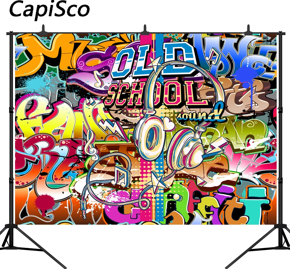 Capisco фон для фотосъемки в старой школе, вечерние, в стиле хип-хоп, граффити, настенный фон для фотостудии, 90 s, украшение для дня рождения