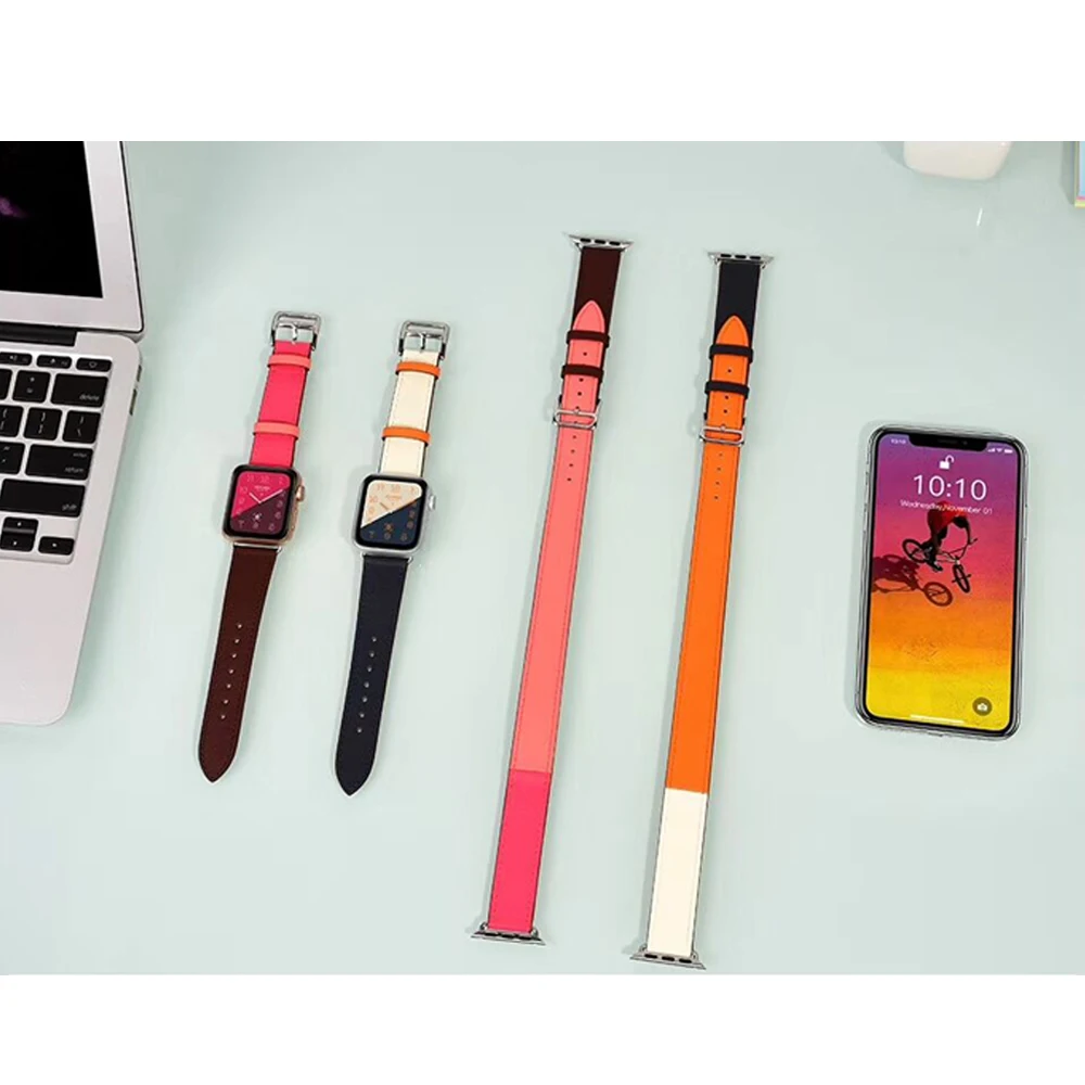 Хохлатый кожаный ремешок для Apple Watch 42 мм 38 мм 4 3 iwatch ремешок 44 мм 40 мм correa наручный браслет ремень аксессуары для часов 2/1