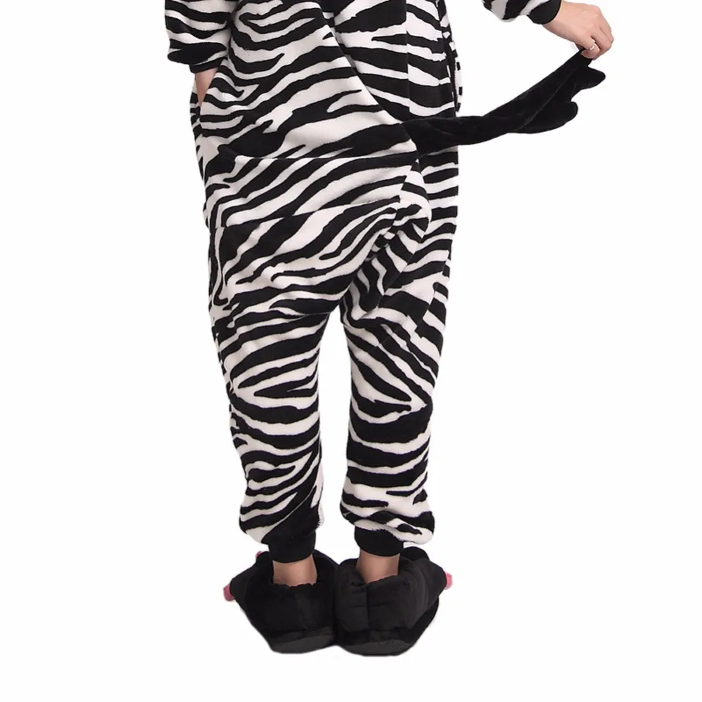 животное Зебра onesie пижамы Lounge набор для взрослых унисекс костюм пижама женская