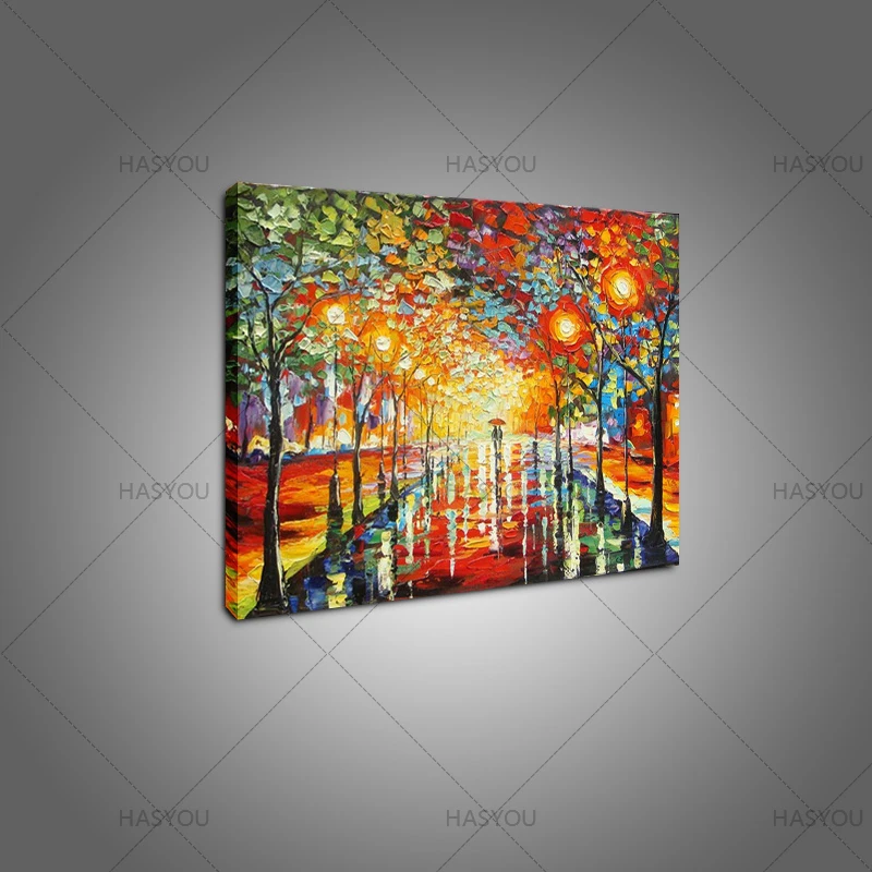 Skillful Night couple Modern Palette Knife Park Street Oil Painting On Canvas Art Pictures For living room Abstract | Дом и сад