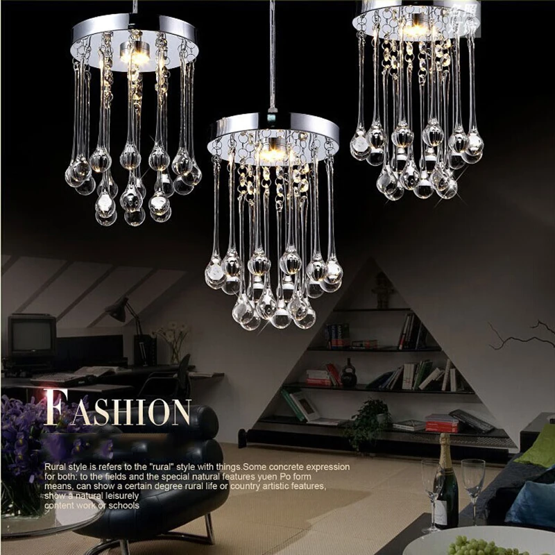 Modern led crystal pendant light 3 sources aisle lamp fashion round | Освещение