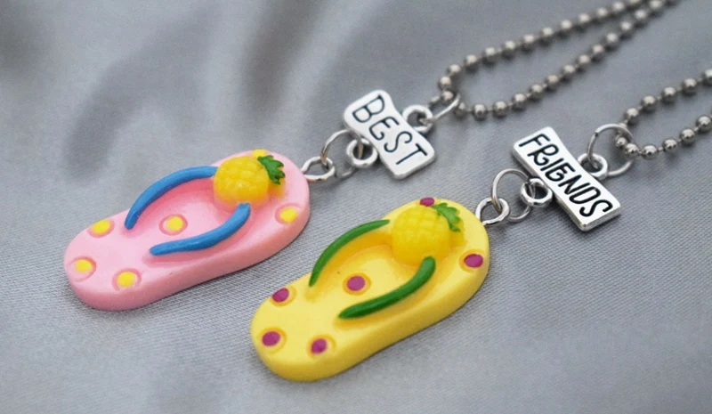 Тапочки с имитацией ананаса подвеской Ожерелье bff для детей Best Friends 2 Летняя