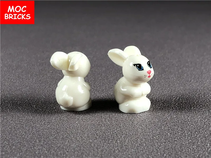 10 шт./лот MOC кирпичи животные милый кролик с глазами и ртом Обучающие строительные