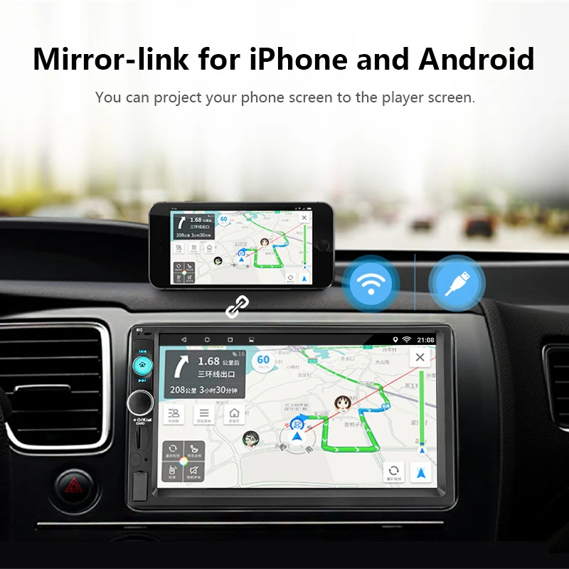 Jansite 7 "2 Din Универсальное автомобильное радио Android8.1 плеер с цифровым 1080 P gps Wifi