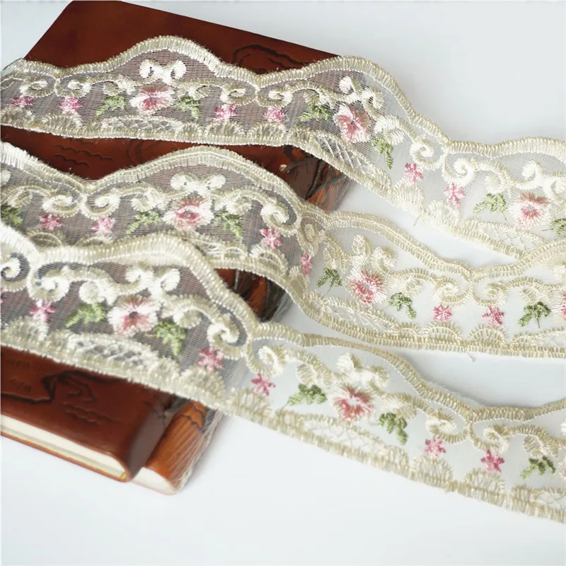 2 м 5 см вышитая кружевная отделка декорировано цветами из сетчатой ткани отрезы