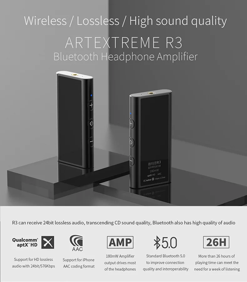 Bluetooth 5,0 усилитель для наушников APTX-HD+ ЦАП Два чипа дополнительно для музыки AAC декодирование аудио усилитель высокой мощности