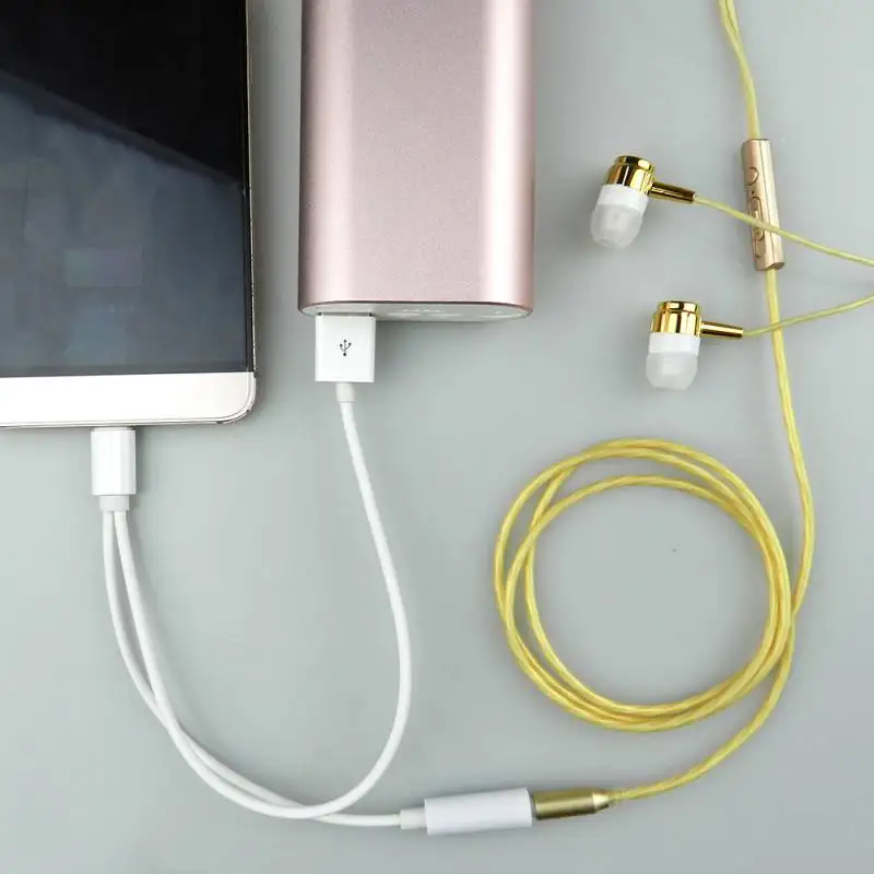 2 в 1 type C (Male) мм до 3 5 разъем для наушников и USB зарядный порт (Female) Кабель адаптер