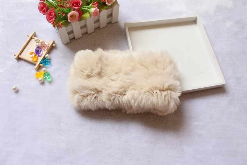 beige Женский шарф из кроличьего меха натурального меха Трикотажные кролика меховые повязки на голову arrcessories класса люкс сохраняет шею в тепле, wearmer зимние кольцо платок женский - Цвет: beige