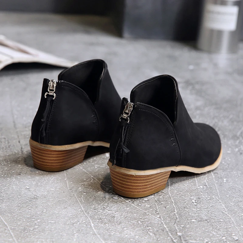 Ботильоны для женщин размера плюс; Zapatos De Mujer; обувь на низком массивном каблуке; женская обувь на резиновой подошве; Bottes Bottines Femmes; Цвет черный, розовый