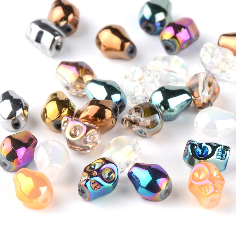 Высококачественные бусины из хрустального стекла в форме черепа 50 шт. цветные