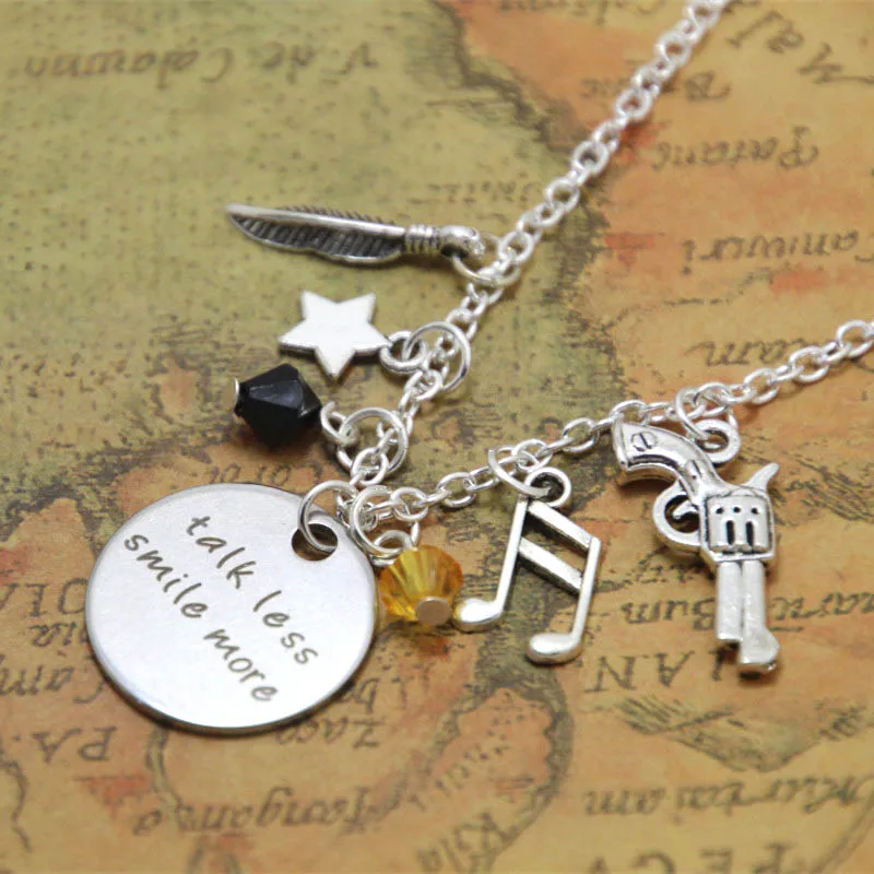 

12pcs/lot Talk Less Smile More Aaron Burr Alexander the Musical Inspired Lyrics Charm Necklace silver tone