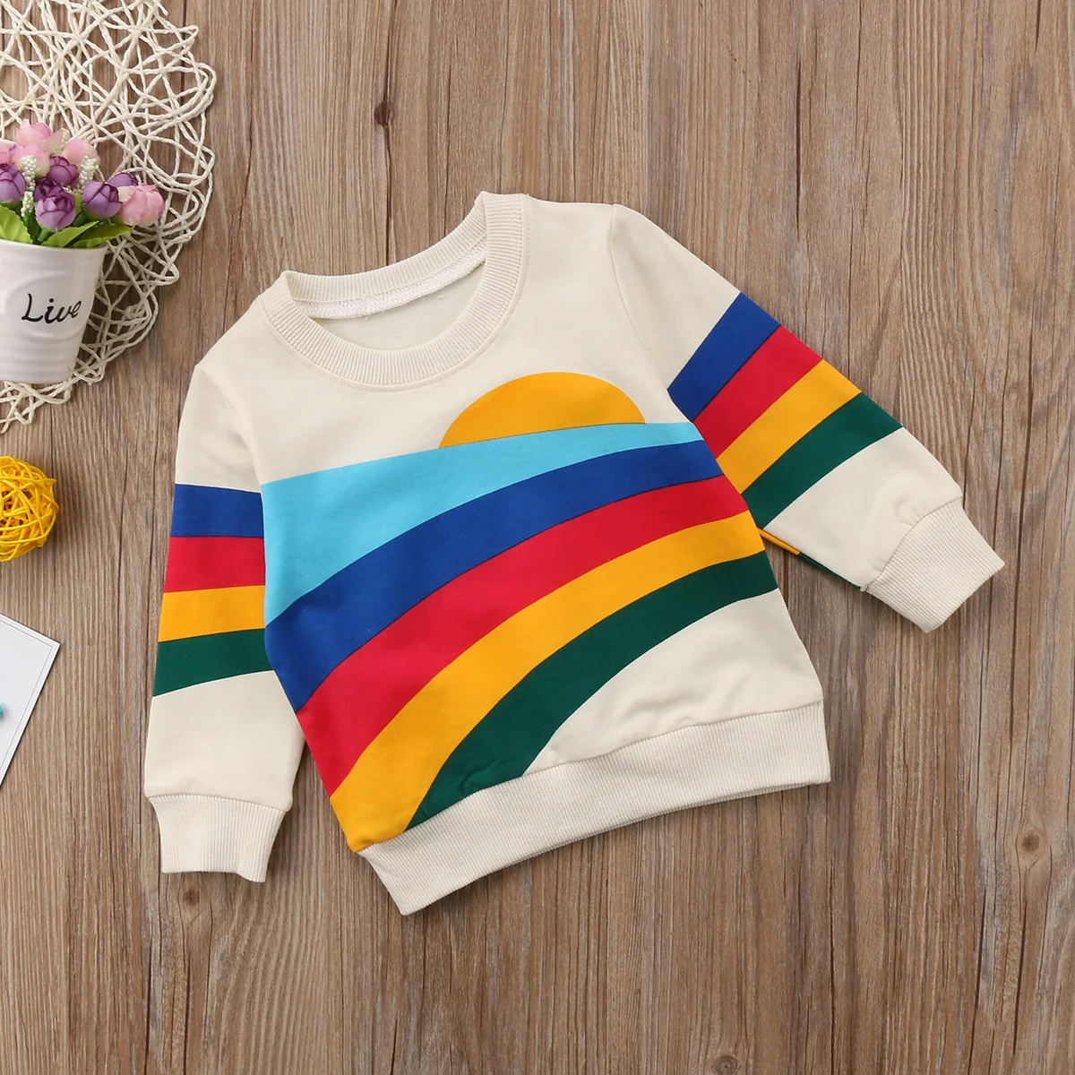 2018 Фирменная Новинка Малыш младенцу Одежда для детей малышей девочек Радуга топ