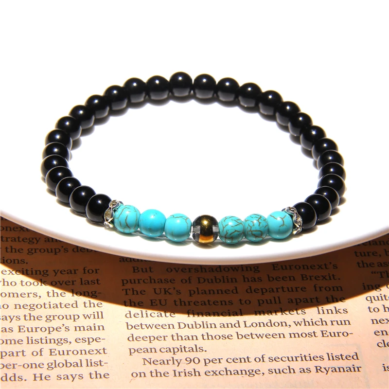Натуральный Красный Turquoises круглые бусины браслеты черный полированный