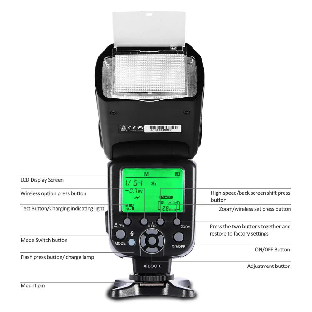 K &amp F CONCEPT KF-882 Вспышка Speedlite e-TTL Высокоскоростная синхронизация HSS 1/8000s GN58 S1 S2 2 9 s