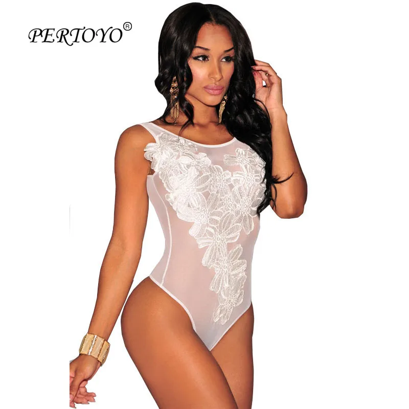 Женское Кружевное боди PERTOYO черное Открытое без рукавов с круглым вырезом