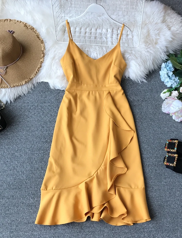 Женское облегающее платье ALPHALMODA на бретельках асимметричная гофрированная