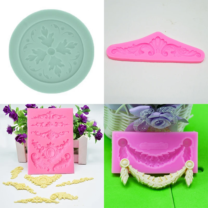 Глазурь европейский барокко рельеф прокрутки помадка Античная форма резьба для