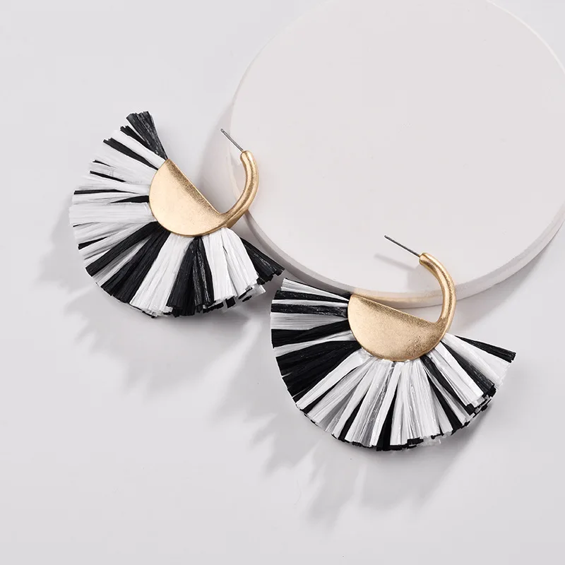 Популярные Модные богемные серьги HUIDANG красочные из рафии новые женские с