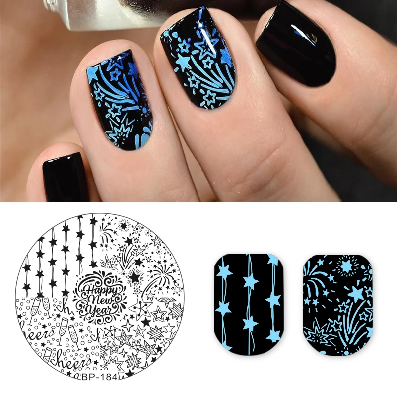 Круглая Пластина для стемпинга BORN PRETTY рождественский фейерверк с принтом в виде