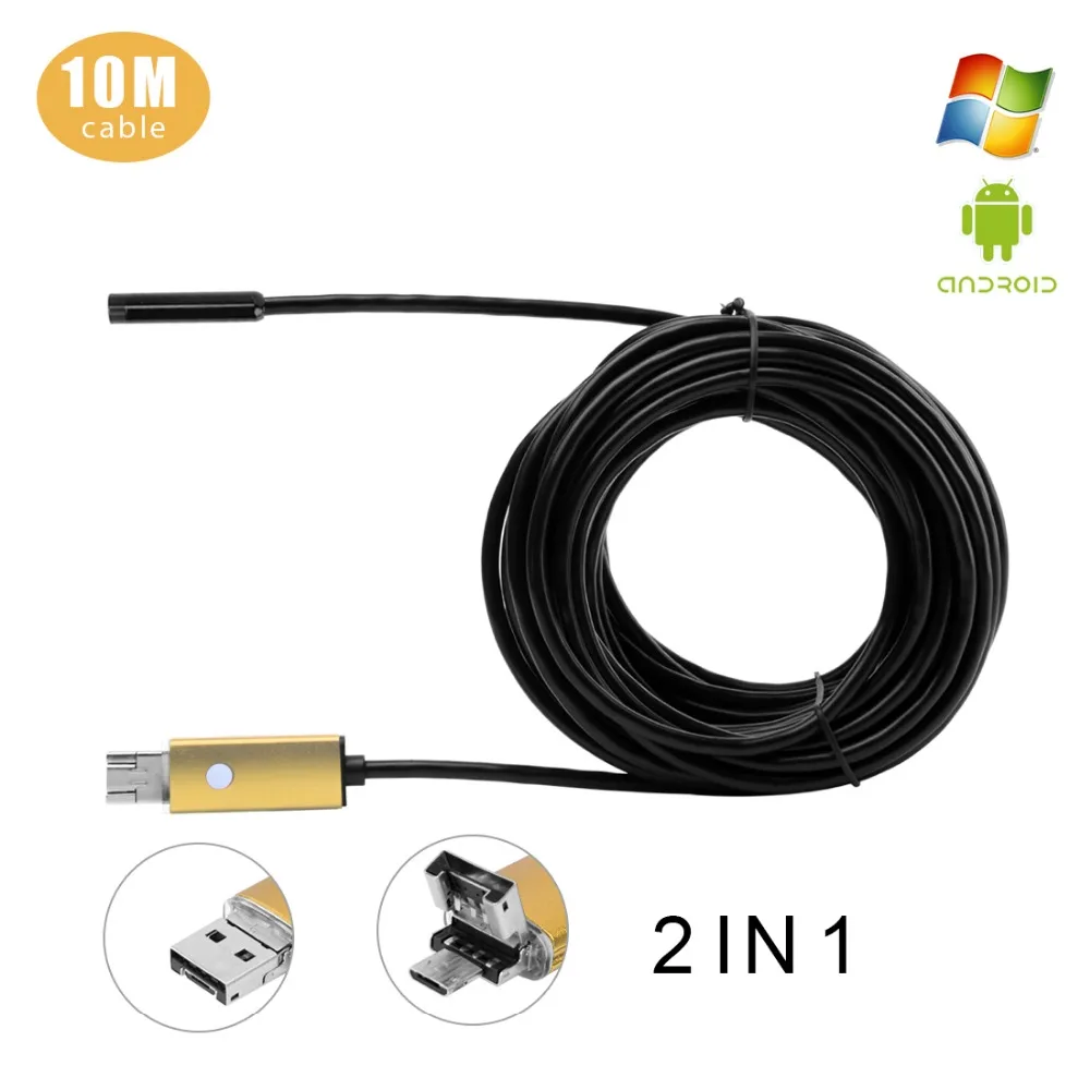 

Endoscope 7MM Lens 10M Micro USB Mobile Snake Android Endoscope Camera Waterproof Inspection Borescope for Laptop with OTG /UVC