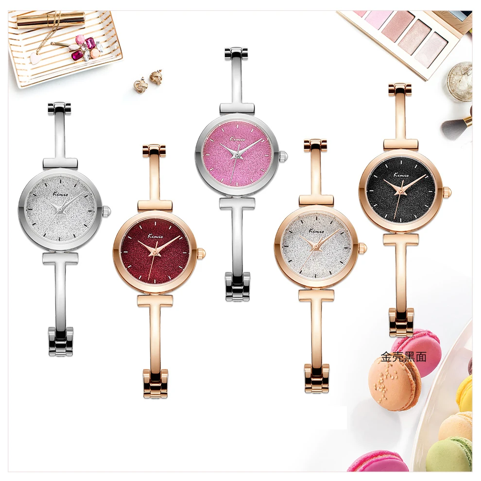 

KIMIO T Bracelet Woman's Watch Ladies Stainless Steel Watches Luxury Brand Rose Gold Plated Dress Quartz Watch With Box