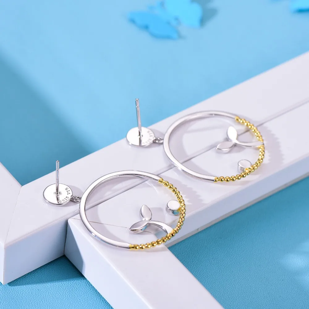 INALIS новый роскошный Вечерние Fine Jewelry 925 пробы серебро Завод прорастания серьги
