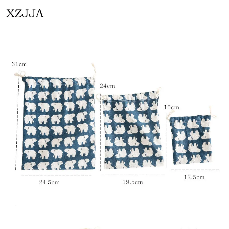 XZJJA 3 шт./компл. печать Drawstring сумка для хранения Портативный Путешествия костюмы