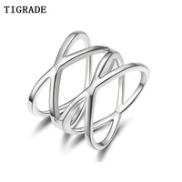 tigrade 100 925 sterling silver ring double cross wedding band classic multi layer women rings finger jewelry anelli