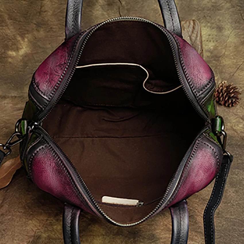 Женская сумка из натуральной кожи с вставками ручной работы ручками сумки на