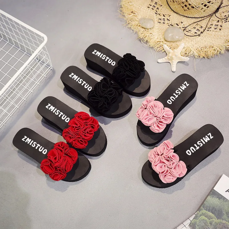 Puimentiua/женские шлепанцы на танкетке с цветочным узором пляжные шлепки - купить по