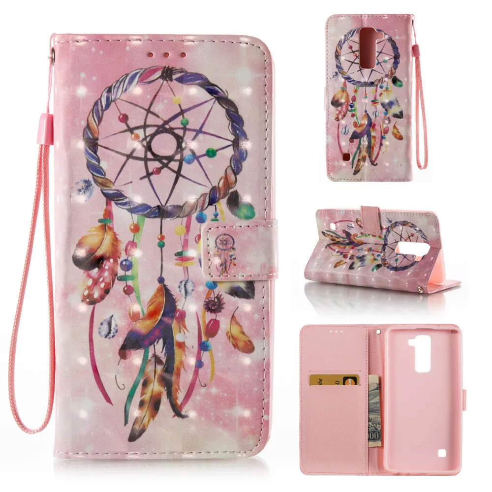 Розовый Dream Catcher 3D красочные картины бумажник Flip Стенд чехол для LG Стилусы 2/LG ls775
