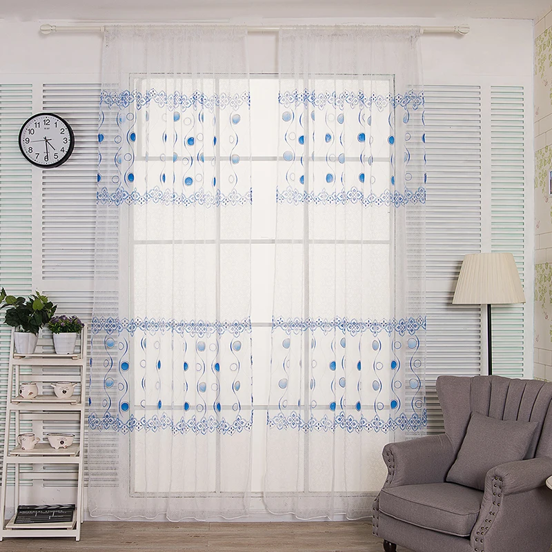 Дешевая вуаль цветок короткое окно экран занавеска готовая прозрачная s для