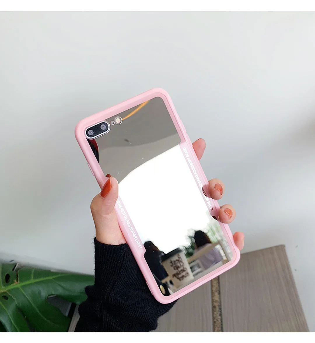 Pink 100 шт iCasiber роскошный зеркальный чехол для телефона для iPhone 7 6 6s 8 Plus Devil Horn чехол для iPhone X XS Max XR жесткий акриловый чехол - Цвет: Pink