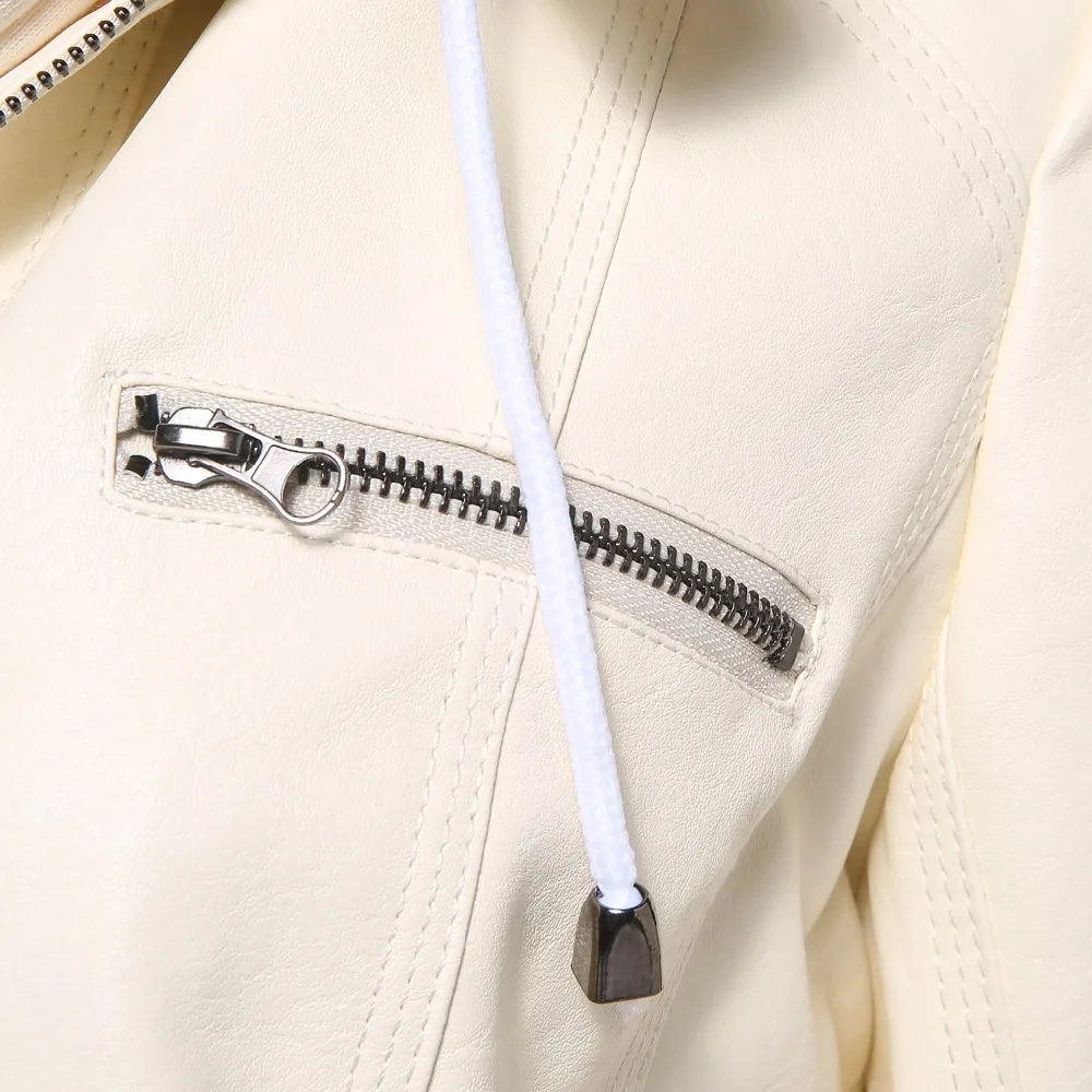 hooded leather Jacket women Gothic faux PU Jacket coat fashion Moto faux leather PU Coat female Plus size 7XL chaqueta muje