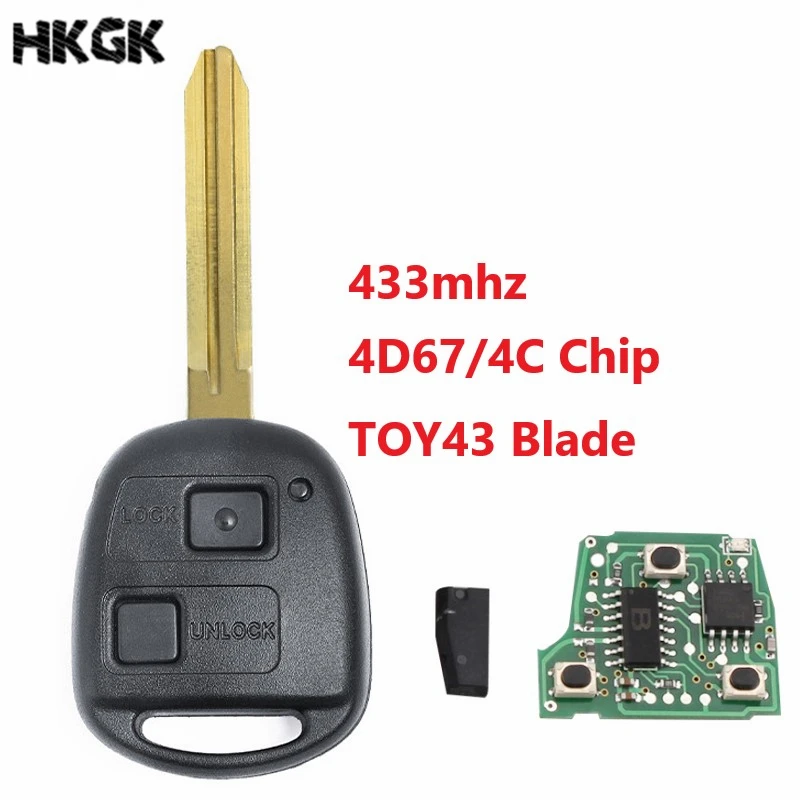 2 кнопки 433 МГц Автомобильный Дистанционный ключ для Toyota Avensis Kluger Prado120 Tarago RAV4